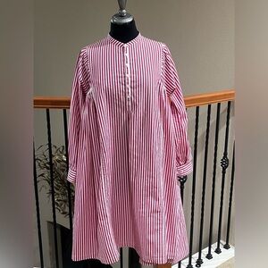 August Morgan LONG SLEEVE RELAXED FIT CANDY STRIPE DRESS WOMEN SIZE L